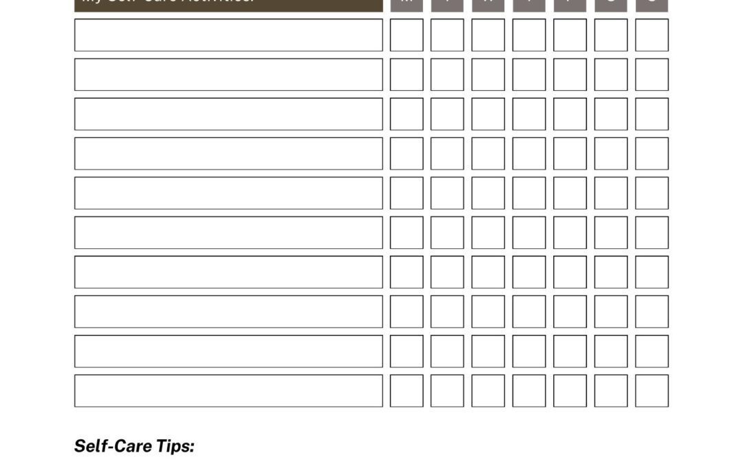 Weekly Self Care Planner Worksheet